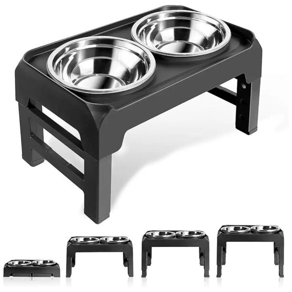 Stainless Steel Elevated Dog Bowls with Adjustable Legs for Small Medium Large Dogs