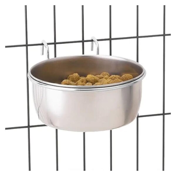 Stainless Steel Hanging Bowl for Pet Cages, 64-Ounces, Durable Design