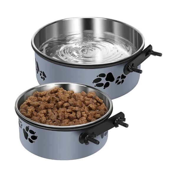 Stainless Steel Hanging Dog Bowls with No Spill Design for Medium & Large Dogs