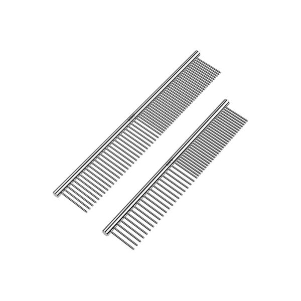 Stainless Steel Pet Comb for Removing Matted Fur with Non-Slip Grip Handle