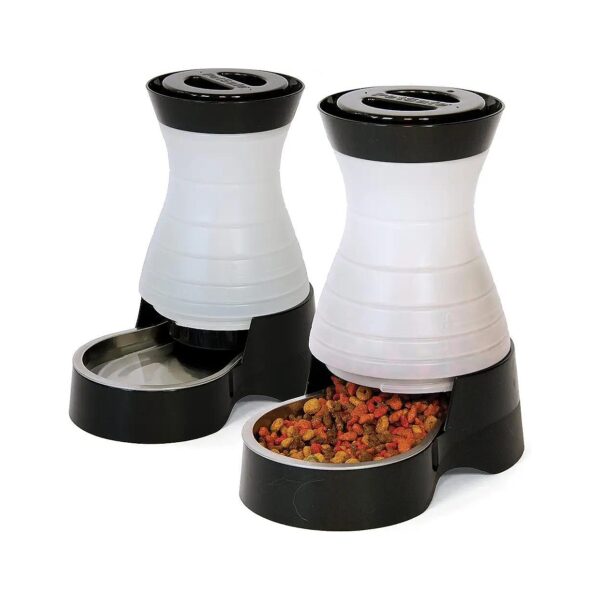 Stainless Steel Pet Feeder with 2 lb Kibble Capacity for Healthy Pet Eating