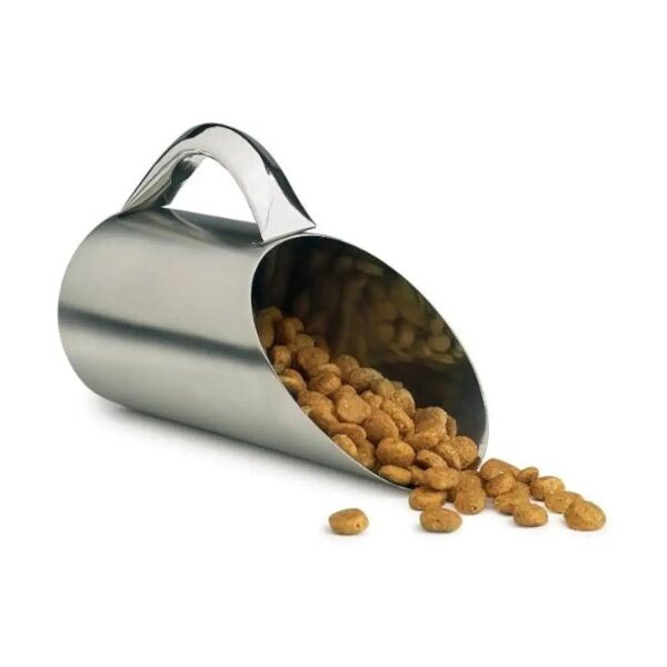 Stainless Steel Pet Food Scoop for Dry Kibble with Silver Finish