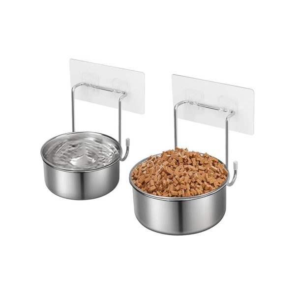 Stainless Steel Small Pet Food and Water Bowls with Wall Mount