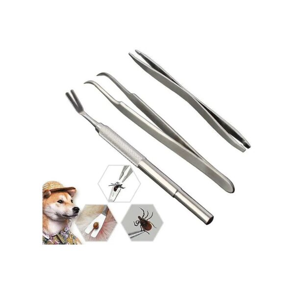 Stainless Steel Tick Remover Tweezers Kit for Humans and Pets