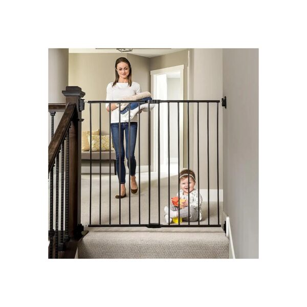 Stairway and Hallway Walk Through Baby Safety Gate 5x36 Inches Wide Black