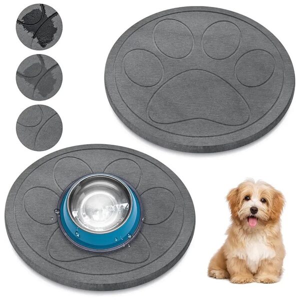 Stone Pet Feeding Mat for Dog Cats and Other Pets with Easy Cleaning