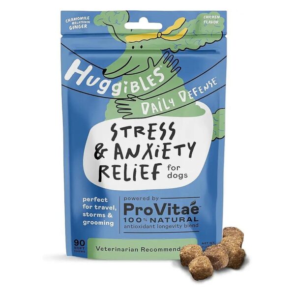 Stress and Anxiety Relief Chews for Dogs with Relaxing Herbs and Chicken Flavor