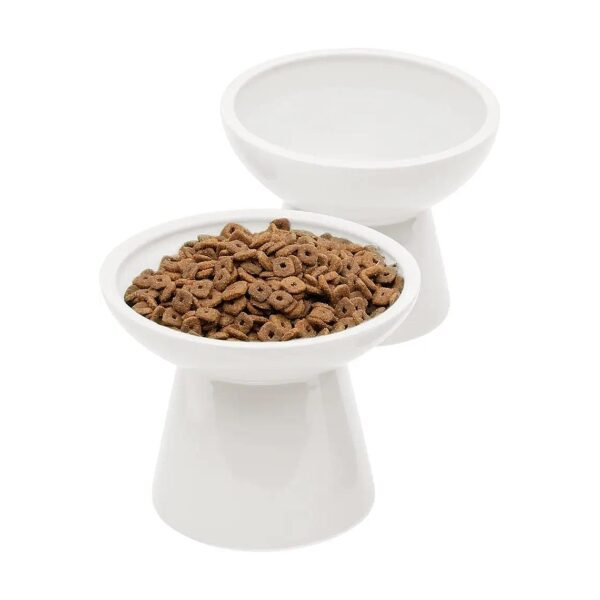 Stress-Free Cat Feeding Ceramic Elevated Food and Water Bowls for Comfortable Dining