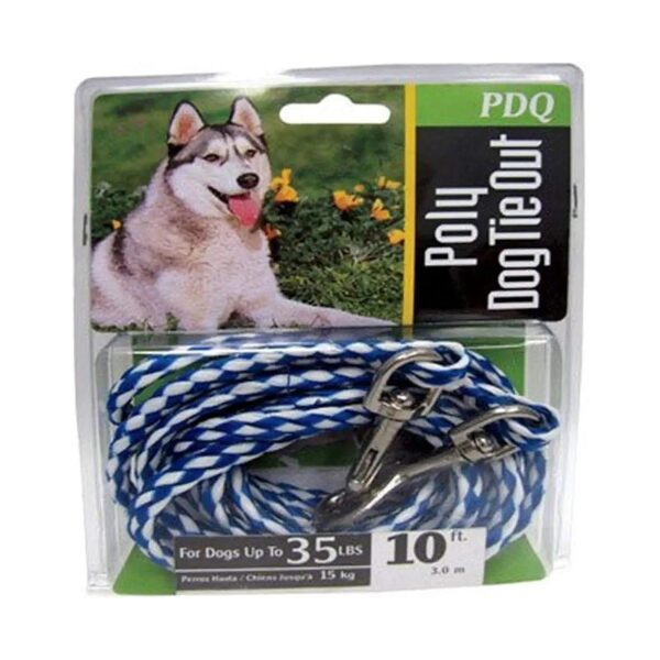 Strong Blue Plastic Rope Tie Out for Medium Dogs 10 Foot Long