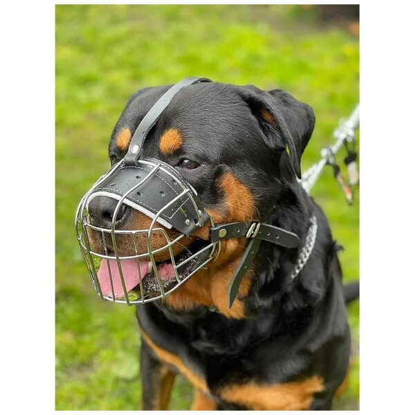 Strong Metal Wire Basket Dog Muzzle for Rottweiler Mastiff Breeds