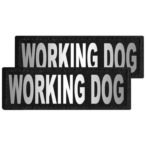 Strong and Durable Working Dog Patches with Reflective Lettering - 2-Pack Size C