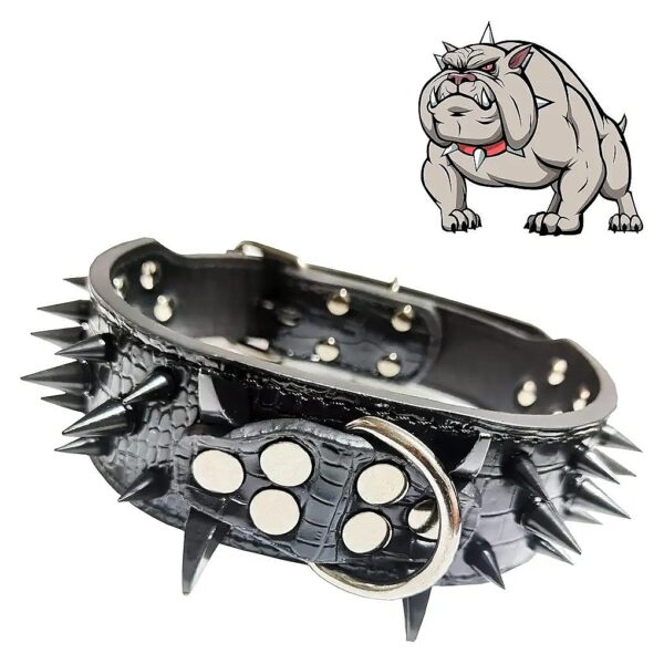 Studded Leather Dog Collar with Gold Spikes for Large Breed Dogs