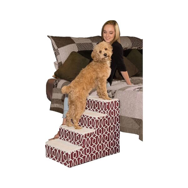 Sturdy Dark Cranberry Pet Steps for Small Dogs and Cats Up to 50 Pounds