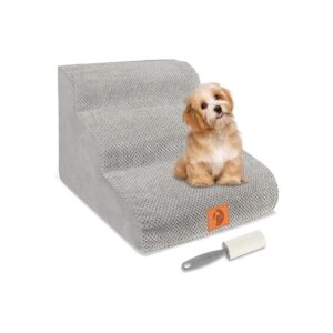 Sturdy Foam Dog Stairs for Small Dogs and Cats with Adjustable 3-Step Riser