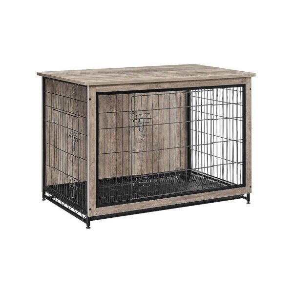 Sturdy Indoor Dog Crate with 2 Doors and Chew Resistant Design for Dogs up to 80 Lb