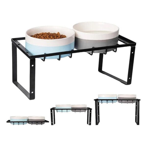 Sturdy Metal Standing Dog Feeder with Porcelain Bowls for Efficient and Hygienic Mealtime