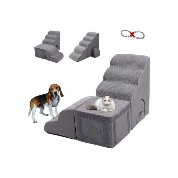 Sturdy and Supportive Dog Stairs for Small Pets with Wider and Deeper Steps