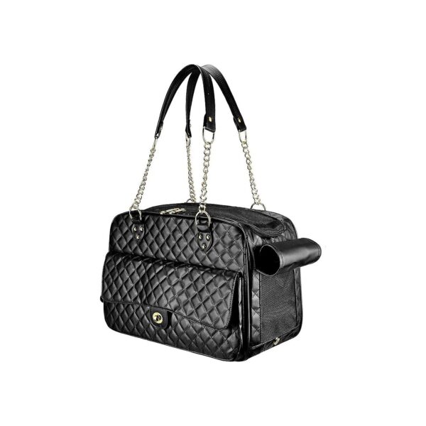 Stylish Black PU Leather Pet Carrier Purse for Small Dogs and Cats