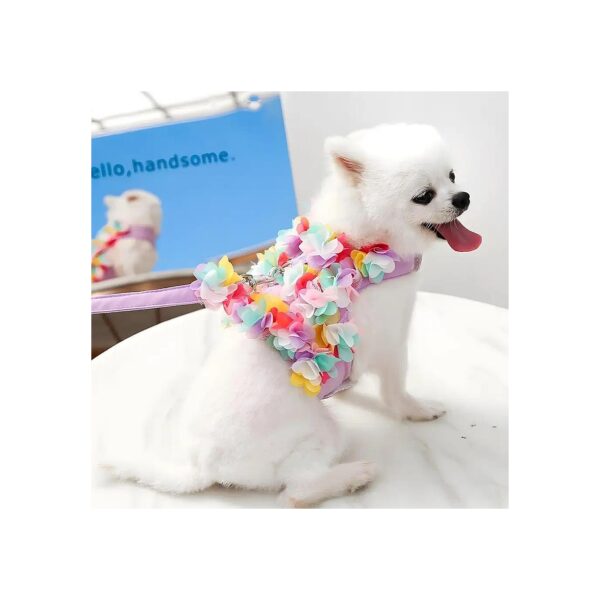 Stylish Dog Flower Pattern Vest with Adjustable Harness and Leash for PET Costume