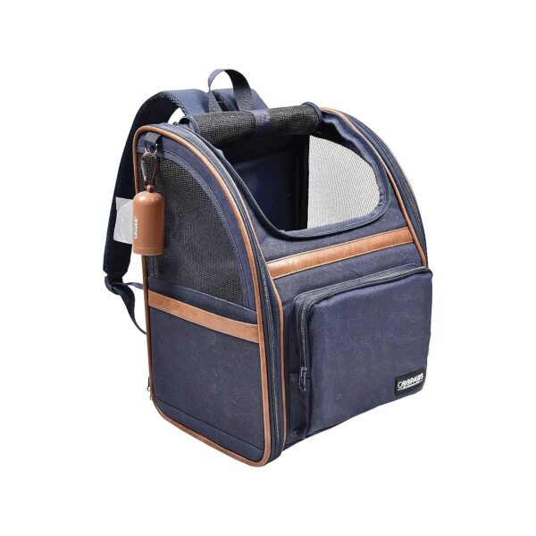 Stylish Navy Blue Pet Backpack for Small to Medium-Sized Pets up to 25lbs