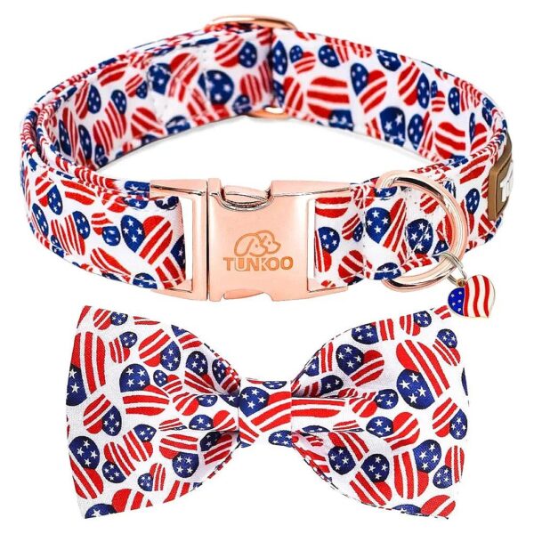 Stylish and Comfortable American Flag Dog Collar with Metal Buckle and Adjustable Closure