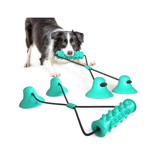 Suction Cup Dog Toy with Rope for Teeth Cleaning and Tug-of-War Play