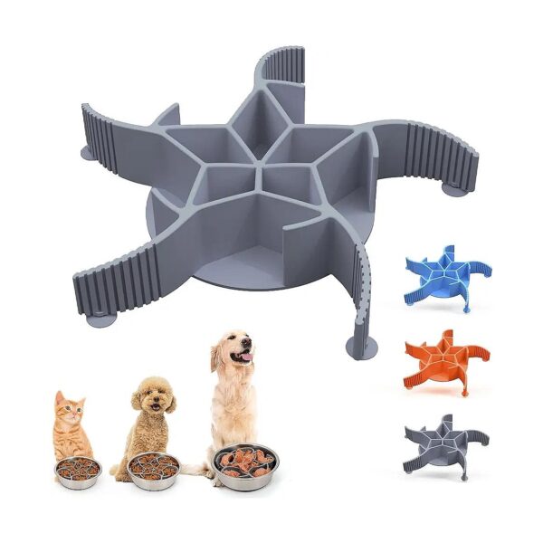 Suction-Cup Dog Bowl Slow Feeder Insert with Star Maze Pattern for Mess-Free Meals