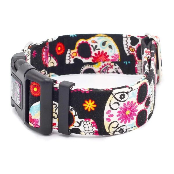 Sugar Skull Fiesta Dog Collar for Large Breeds and Greyhounds