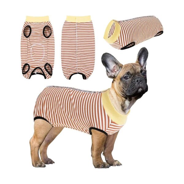 Suitable for Small Medium Dogs, Stripe-Brown Dog Recovery Suit After Surgery