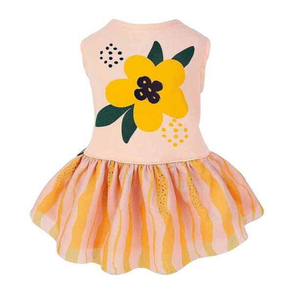 Summer Floral Dog Dress Made of 100% Cotton with Ruffled Layer for Small Dogs