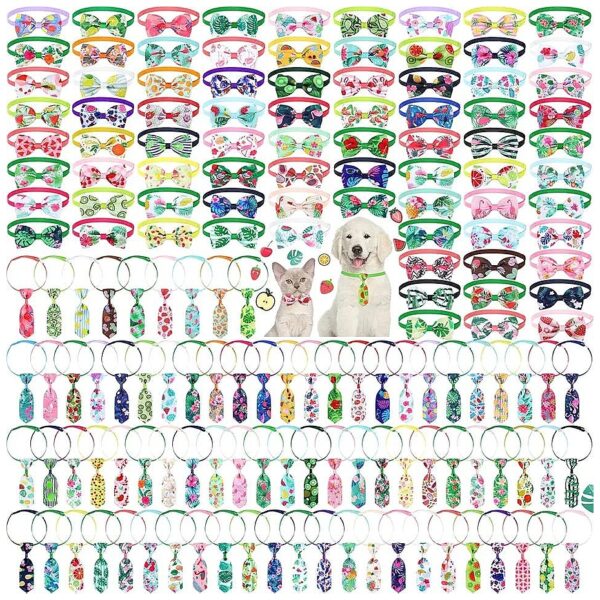 Summer Pet Accessories with 160 Pieces of Bow Ties, Neck Ties, and Bows for Dogs and Cats