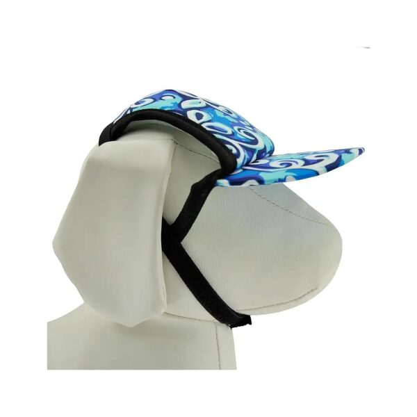 Sun Safe Dog Visor Hat for Large Dogs Swirl Blue with Adjustable Velcro for Easy Fit