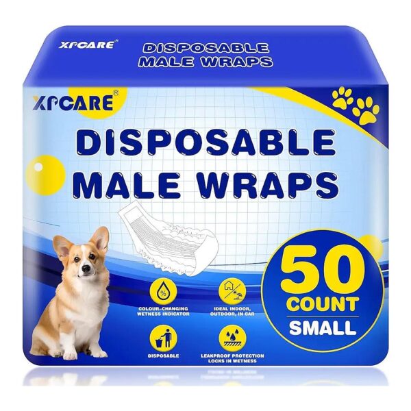 Super Absorbent and Leak-Proof Disposable Diapers for Small Male Dogs 50 Count