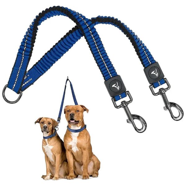 Super Heavy Duty Dog Leash Coupler for Two Dogs with Shock Absorbing