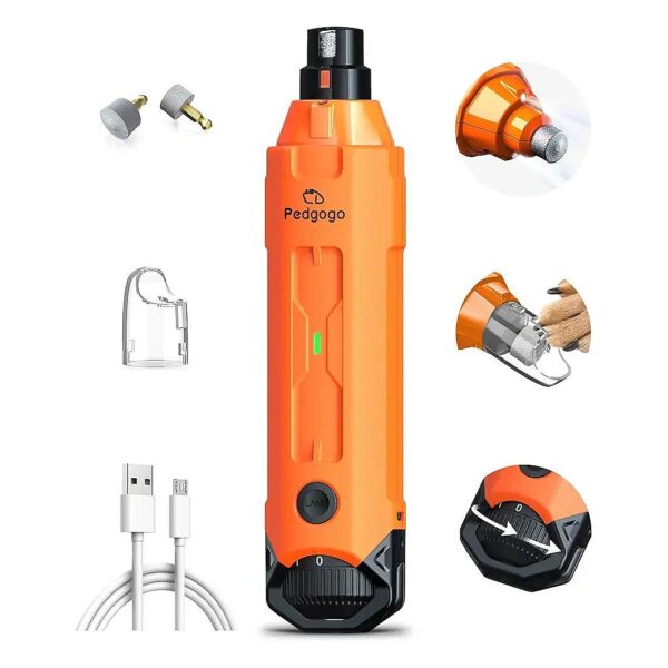 Super Quiet 6-Speed Electric Dog Nail Grinder with LED Lights and 3 Grinding Ports