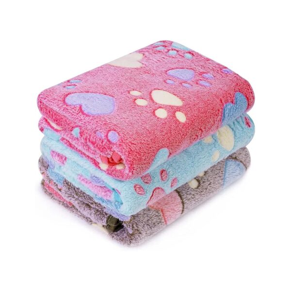 Super Soft Fuzzy Heart Pattern Dog Blankets for Small Medium Large Dogs