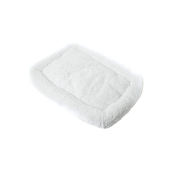 Super Soft Sherpa Crate Cushion Dog Bed for Small to Medium Breeds, White, Standard Style