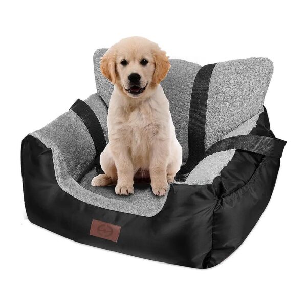 Super Soft and Cozy Pet Car Seat for Small Dogs with Storage and Adjustable Nylon Straps