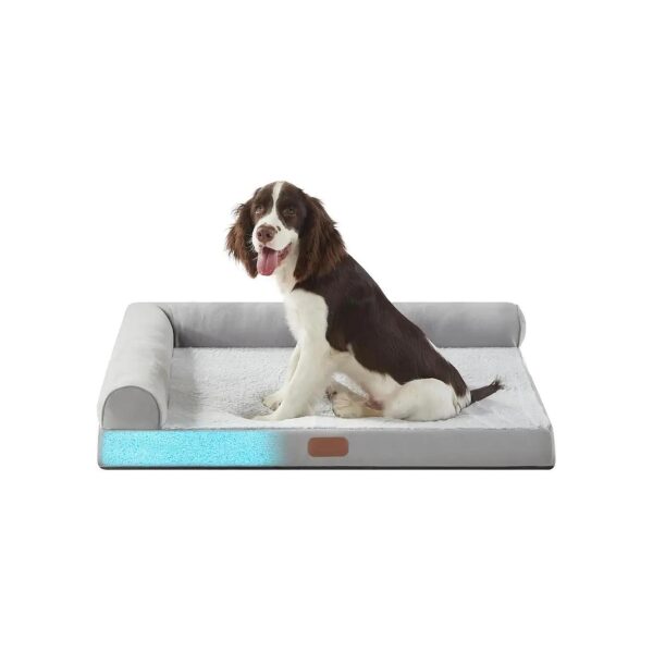 Supportive Orthopedic Memory Foam Dog Bed with L-Shaped Design and Waterproof Features