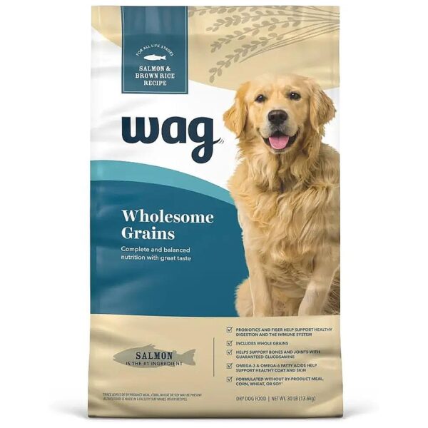 Sustainably Sourced American Salmon and Brown Rice Dry Dog Food Pellets for Adult Dogs