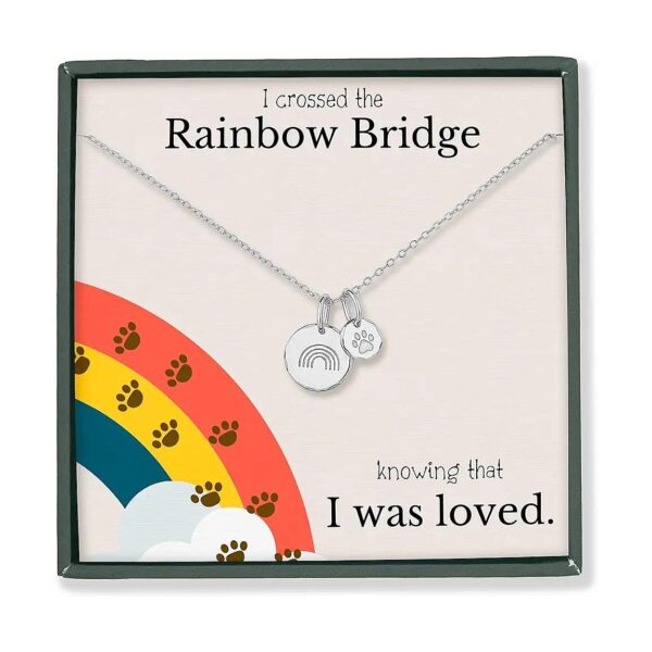 Sympathy Gift for Loss of Pet Rainbow Bridge Memorial Necklace Cat Dog Lover