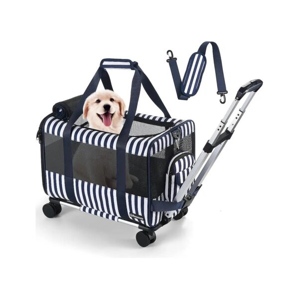 TSA Airline Approved Pet Carrier with Adjustable Strap and Removable Wheels