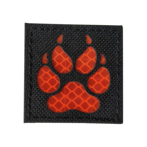 Tactical Black-Red Dog Paw Patch with Long-Lasting Infrared Reflective Design