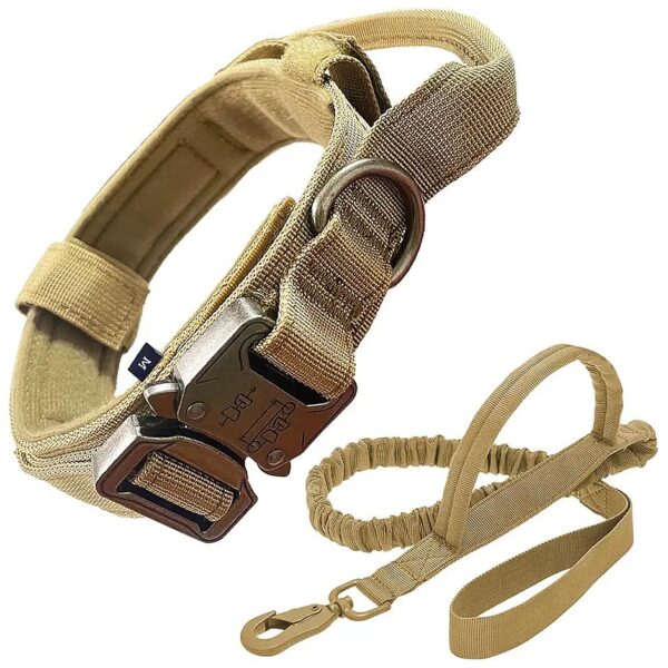 Tactical Dog Collar and Leash Set for Large and Medium Dogs Khaki