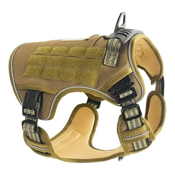 Tactical Dog Harness with AirTag Pocket for Large Dogs Army Yellow