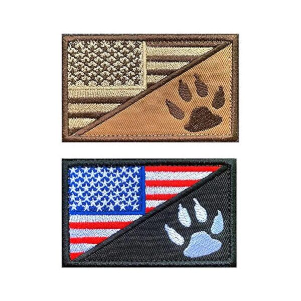 Tactical Dog Patch with US Flag and Paw Tracker Design for Military Dogs