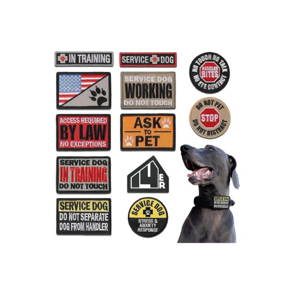 Tactical K9 Dog Patches for Harnesses, Vests, and Collars, 12-Pack