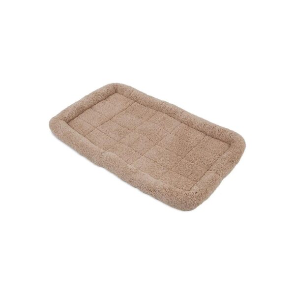 Tan Dog Crate Mat for 36 Inch Crates with Comfortable Bolster Cradle