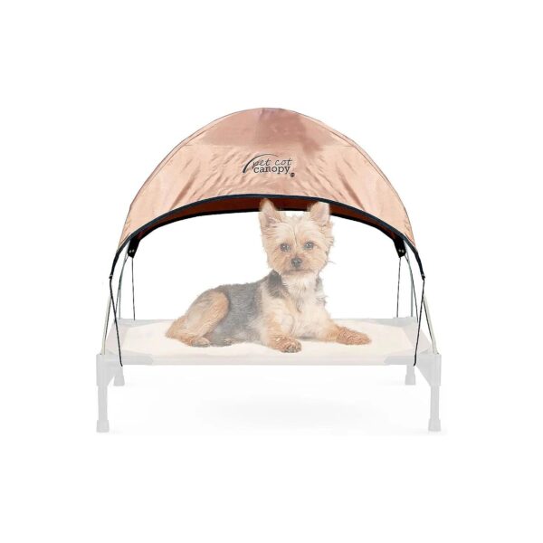 Tan Pet Cot Shade Canopy for Outdoor Dog Beds with Machine Washable Fabric