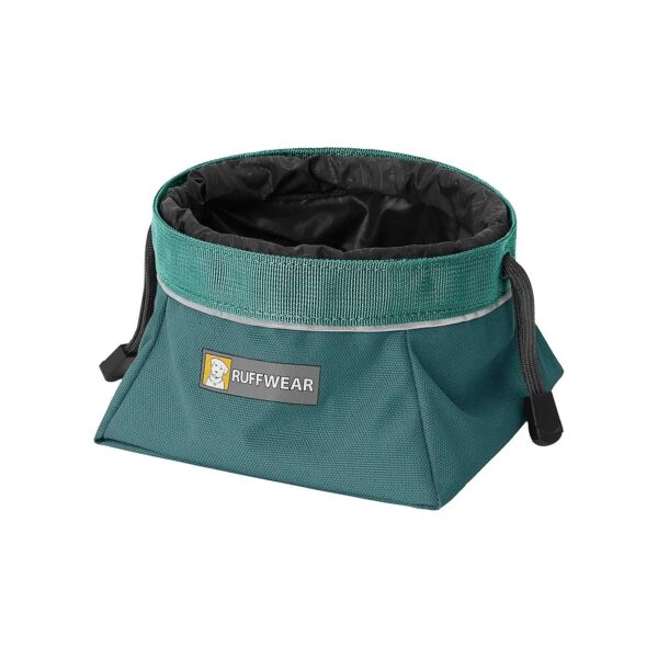 Teal Medium Dog Food Bowl with Waterproof Lining and Reflective Trim